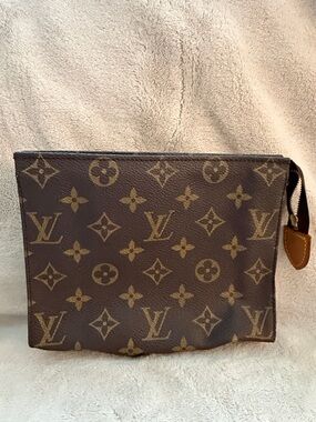 Louis Vuitton Monogram Canvas Toiletry Pouch in Brown and Tan